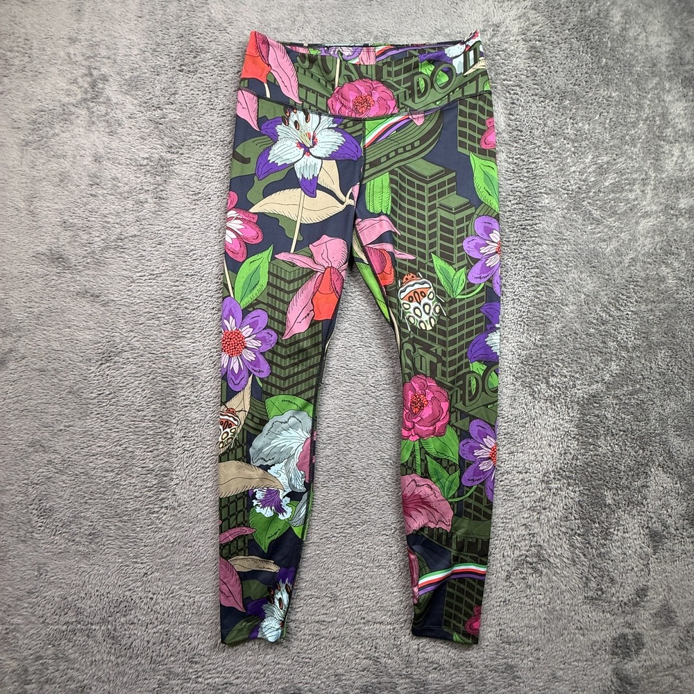 Nike Floral Cityscape Leggings Jaguar Print Womens L Inner Pocket Yoga Gym Work